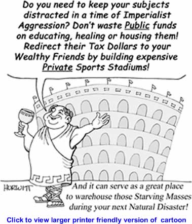 Political Cartoon: Sports Statium As Housing By Mark Hurwitt