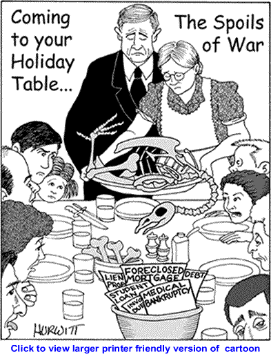 Political Cartoon: The Spoils of War on The Holiday Table By Mark Hurwitt