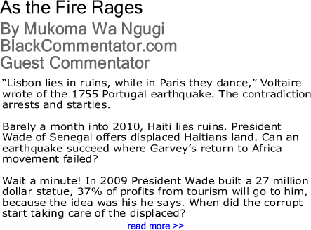 As the Fire Rages By Mukoma Wa Ngugi, BlackCommentator.com Guest Commentator