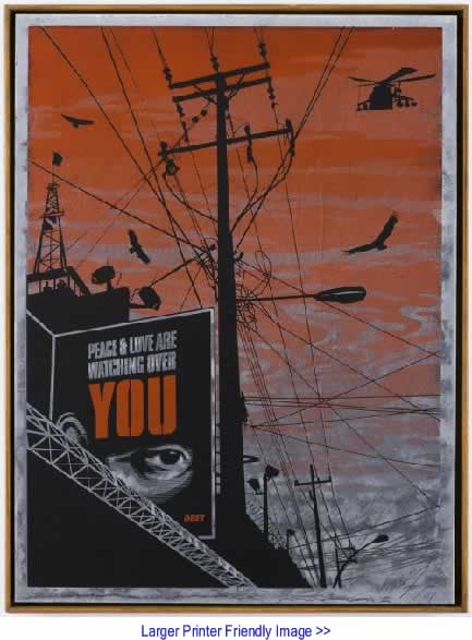 BlackCommentator.com - Art: Big Brother City On Metal By Shepard Fairey, Los Angeles CA