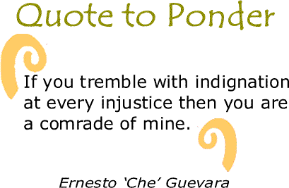 BlackCommentator.com: Quote to Ponder:  "If you tremble with indignation at every injustice then you are a comrade of mine." - Ernesto ‘Che’ Guevara