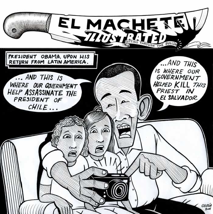 BlackCommentator.com: Political Cartoon - Back From Latin America  By Eric Garcia, Chicago IL