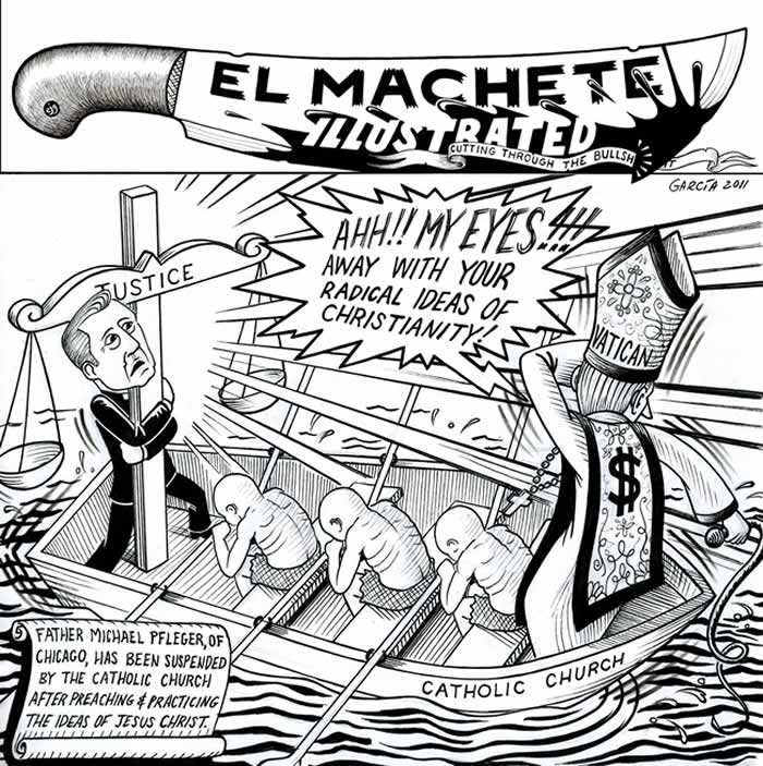 BlackCommentator.com: Political Cartoon - Father Michael Phleger By Eric Garcia, Chicago IL