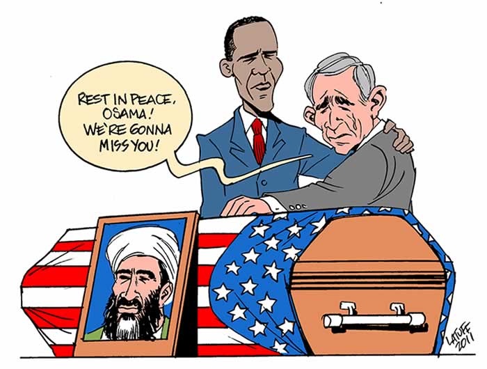 BlackCommentator.com: Political Cartoon - Osama is Dead By Carlos Latuff, Rio de Janeiro Brazil