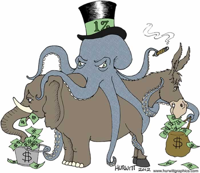 BlackCommentator.com: Political Cartoon - Tenacles of the 1% By Mark Hurwitt, Brooklyn NY