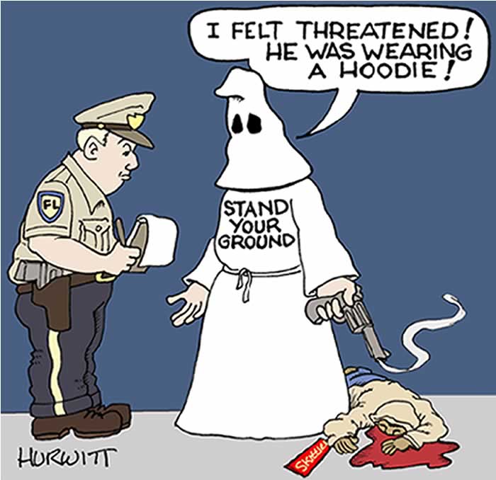 BlackCommentator.com: Political Cartoon - Threatened? By Mark Hurwitt, Brooklyn NY