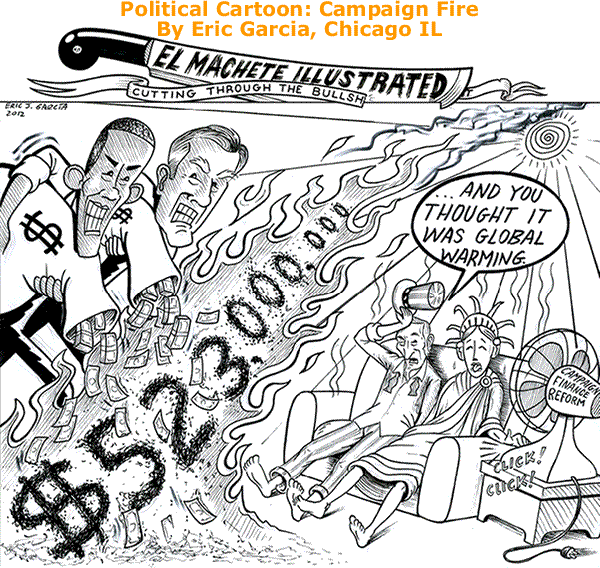 BlackCommentator.com: Political Cartoon - Campaign Fire By Eric Garcia, Chicago IL