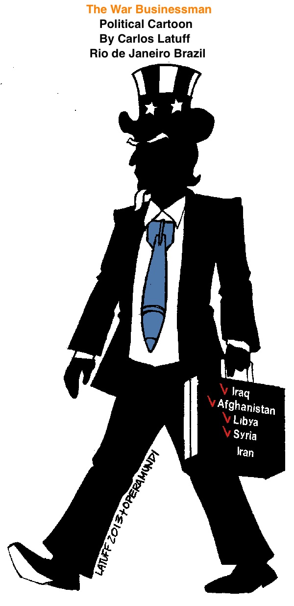 BlackCommentator.com: The War Businessman - Political Cartoon By Carlos Latuff, Rio de Janeiro Brazil