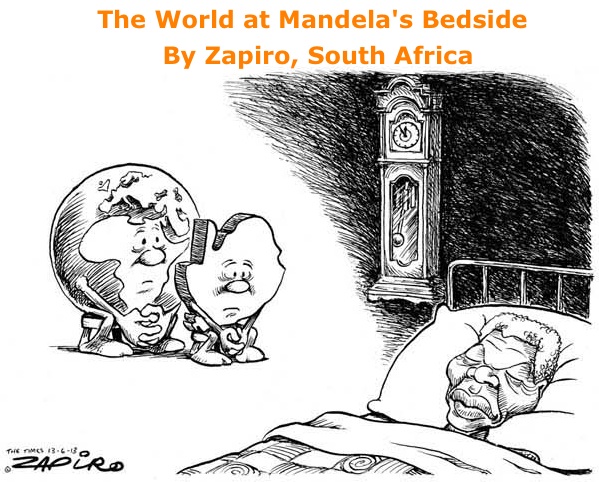 BlackCommentator.com: The World at Mandela's Bedside - Political Cartoon By Zapiro, South Africa