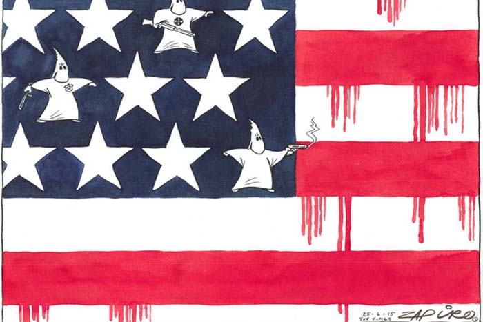 BlackCommentator.com July 09, 2015 - Issue 614: Dividing the USA - Political Cartoon By Zapiro, South Africa