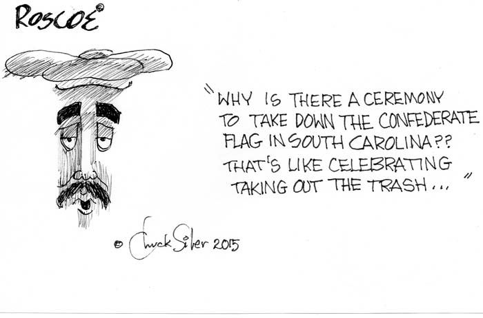BlackCommentator.com July 16, 2015 - Issue 615: Confedreate Flag Ceremony - Political Cartoon By Chuck Siler, Carrollton TX