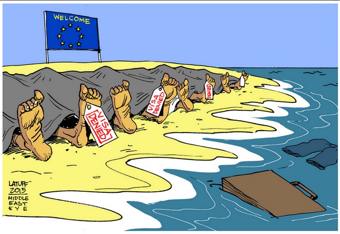 BlackCommentator.com September 03, 2015 - Issue 619: Europe's Migration Tragedy - Political Cartoon By Carlos Latuff, Rio de Janeiro Brazil