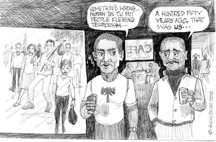 BlackCommentator.com November 26, 2015 - Issue 631: Refugees 2015 - Political Cartoon By Chuck Siler, Carrollton TX