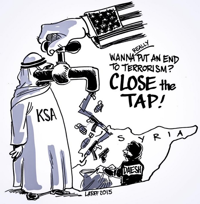 BlackCommentator.com December 03, 2015 - Issue 632: Turning Off Terrorism - Political Cartoon By Carlos Latuff, Rio de Janeiro Brazil