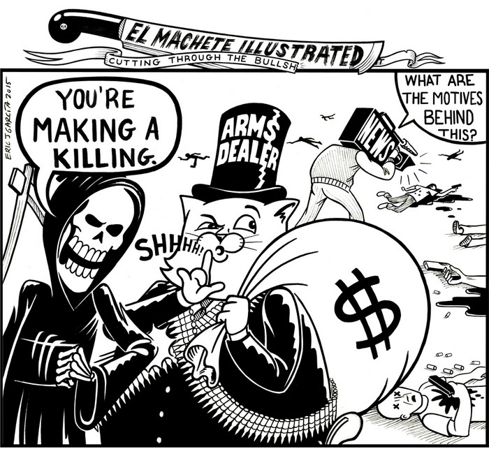 BlackCommentator.com December 10, 2015 - Issue 633: Making A Killing - Political Cartoon By Eric Garcia, Chicago IL