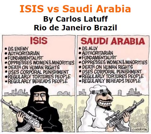 BlackCommentator.com January 21, 2016 - Issue 637: ISIS vs Saudi Arabia - Political Cartoon By Carlos Latuff, Rio de Janeiro Brazil