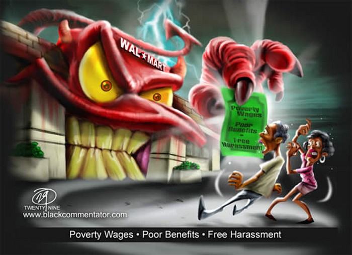BlackCommentator.com January 21, 2016 - Issue 637: The Walmart Monster - Political Cartoon By 29, Bacolod, Philippines
