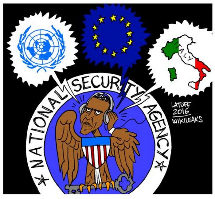 BlackCommentator.com February 25, 2016 - Issue 642: NSA Targets World Leaders for US Geopolitical Interests - Political Cartoon By Carlos Latuff, Rio de Janeiro Brazil