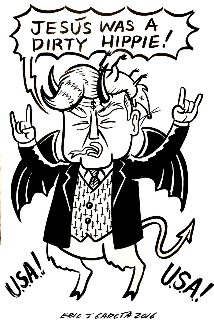 BlackCommentator.com March 03, 2016 - Issue 643: Devil Trump - Political Cartoon By Eric Garcia, Chicago IL