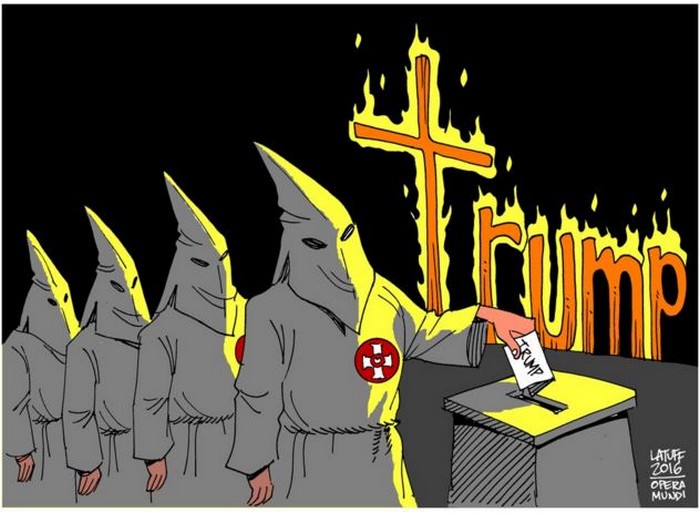 BlackCommentator.com March 17, 2016 - Issue 645: Trump Unearthing Hatreds - Political Cartoon By Carlos Latuff, Rio de Janeiro Brazil