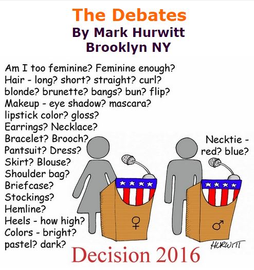 BlackCommentator.com September 29, 2016 - Issue 668: The Debates - Political Cartoon By Mark Hurwitt, Brooklyn NY