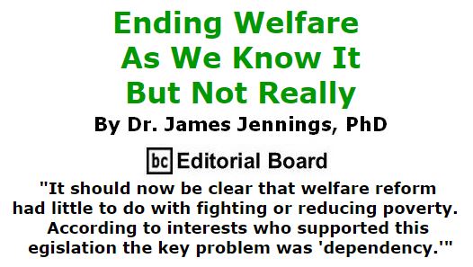 BlackCommentator.com September 29, 2016 - Issue 668: Ending Welfare As We Know It, But Not Really - By Dr. James Jennings, PhD, BC Editorial Board