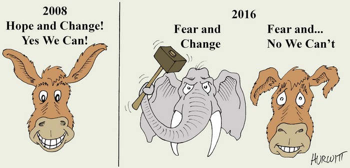 BlackCommentator.com October 13, 2016 - Issue 670: Year of Fear - Political Cartoon By Mark Hurwitt, Brooklyn NY