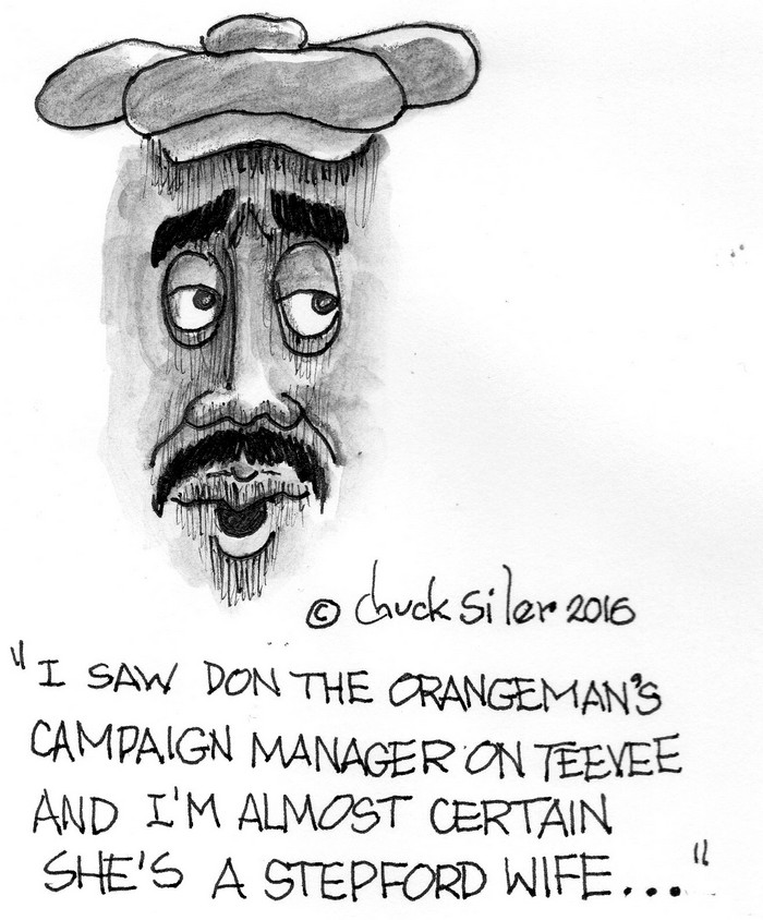 BlackCommentator.com October 27, 2016 - Issue 672: Stepford Wife Campaign Manager - Political Cartoon By Chuck Siler, Carrollton TX