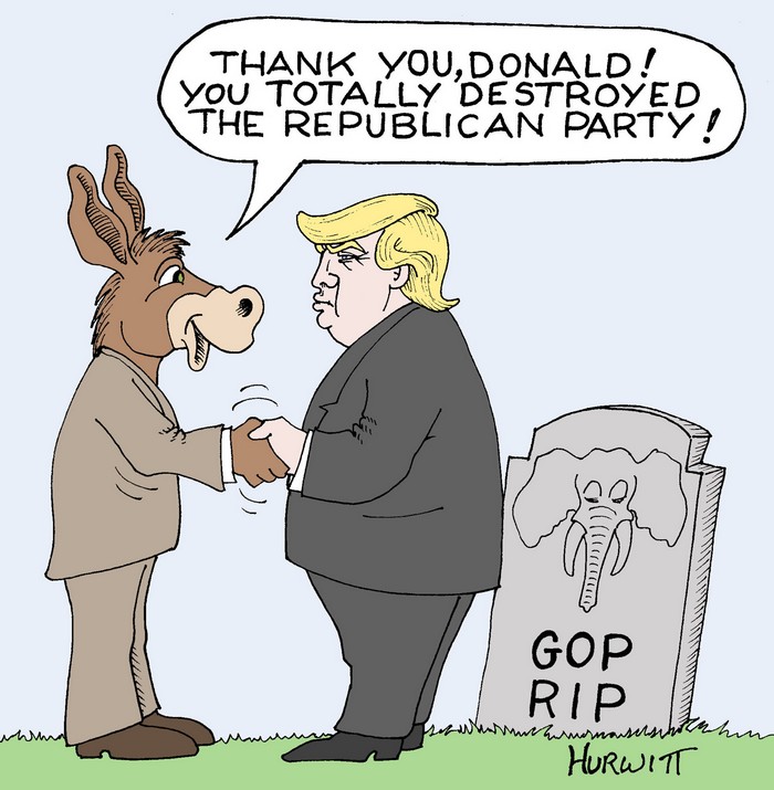 BlackCommentator.com October 27, 2016 - Issue 672: Trump & the GOP - Political Cartoon By Mark Hurwitt, Brooklyn NY