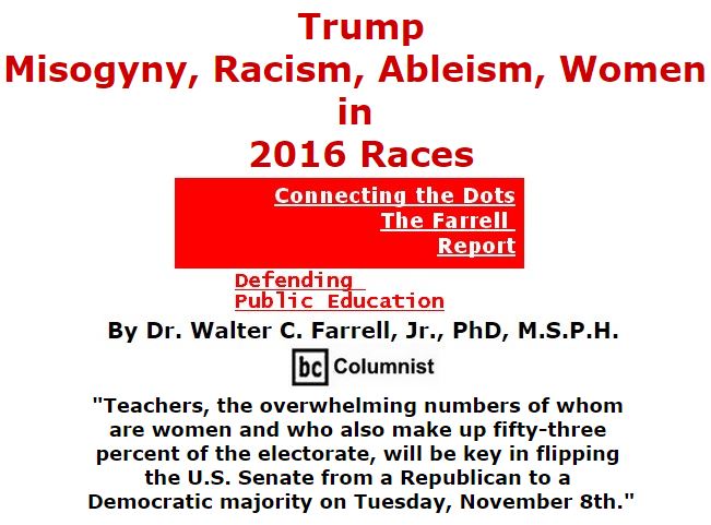 BlackCommentator.com November 03, 2016 - Issue 673: Trump, Misogyny, Racism, Ableism, Women in 2016 Races - Connecting the Dots - The Farrell Report - Defending Public Education - By Dr. Walter C. Farrell, Jr., PhD, M.S.P.H., BC Columnist