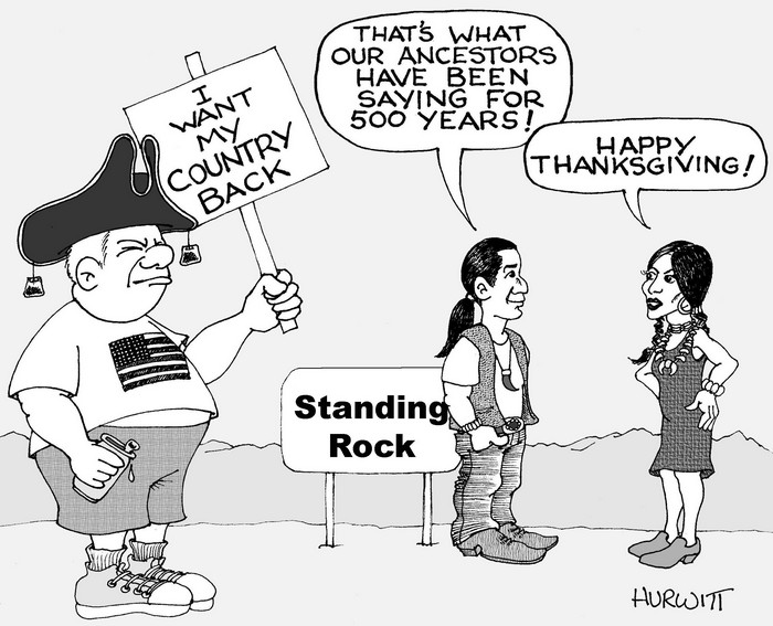 BlackCommentator.com November 24, 2016 - Issue 676: Thanksgiving - Political Cartoon By Mark Hurwitt, Brooklyn NY
