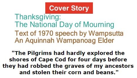 BlackCommentator.com - Thanksgiving - November 24, 2016 - Issue 676 Cover Story: Thanksgiving: The National Day of Mourning - Text of 1970 speech by Wampsutta - An Aquinnah Wampanoag Elder