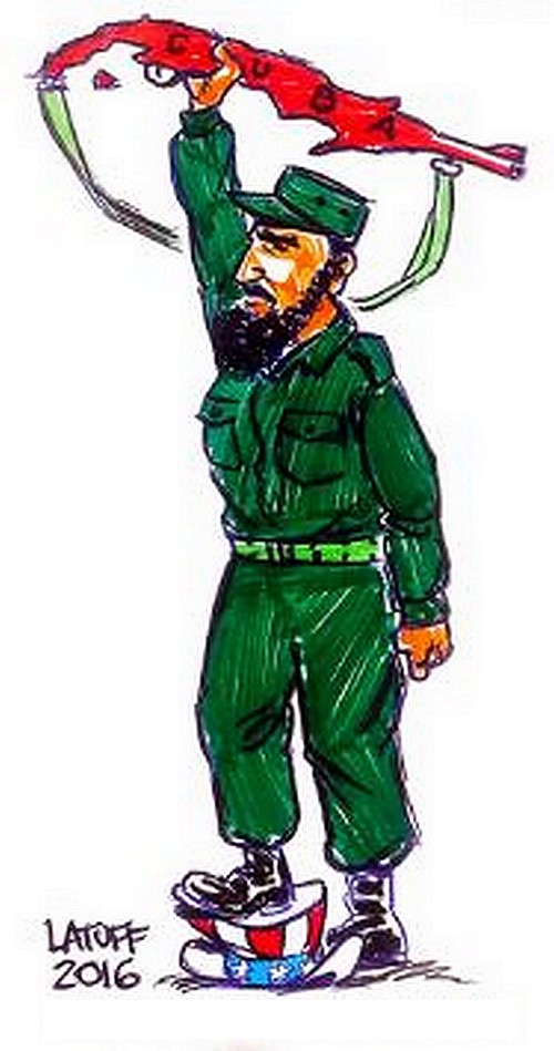 BlackCommentator.com December 01, 2016 - Issue 677: Thanks Fidel - Political Cartoon By Carlos Latuff, Rio de Janeiro Brazil