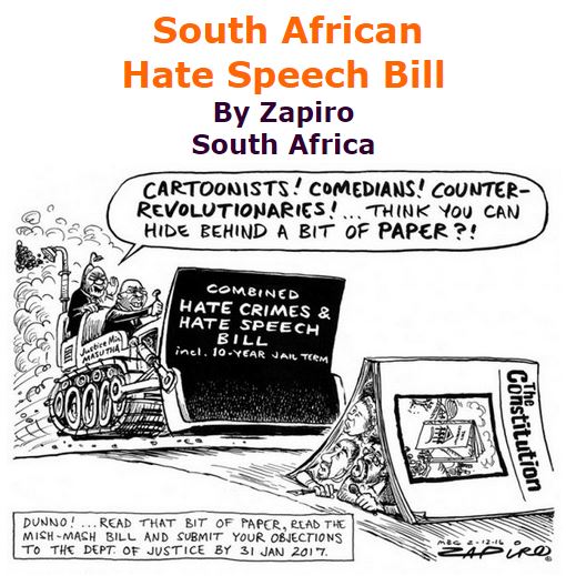 BlackCommentator.com December 08, 2016 - Issue 678: South African Hate Speech Bill - Political Cartoon By Zapiro, South Africa