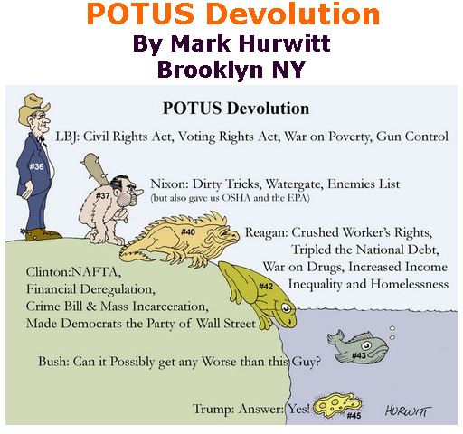 BlackCommentator.com January 19, 2017 - Issue 682: POTUS Devolution - Political Cartoon By Mark Hurwitt, Brooklyn NY