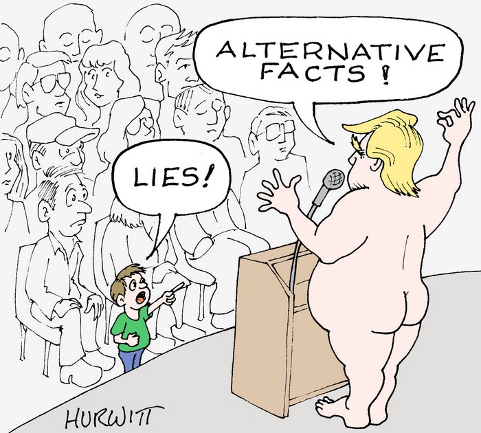 BlackCommentator.com January 26, 2017 - Issue 683: Liar In-Chief - Political Cartoon By Mark Hurwitt, Brooklyn NY