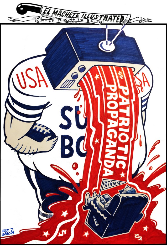 BlackCommentator.com February 09, 2017 - Issue 685: Super Bowl Vomit - Political Cartoon By Eric Garcia, Chicago IL