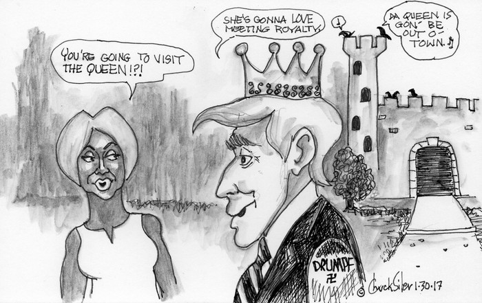 BlackCommentator.com February 09, 2017 - Issue 685: Royal Trump - Political Cartoon By Chuck Siler, Carrollton TX