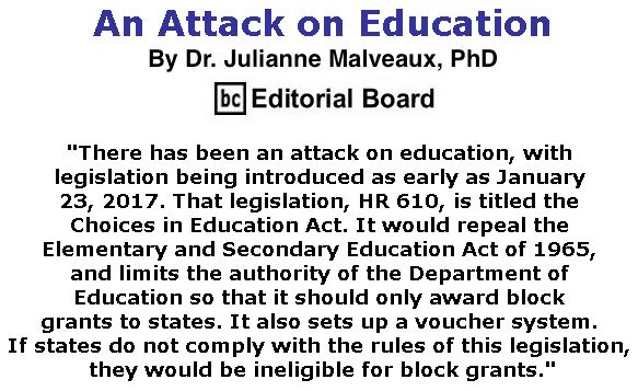 BlackCommentator.com March 16, 2017 - Issue 690: An Attack on Education By Dr. Julianne Malveaux, PhD, BC Editorial Board