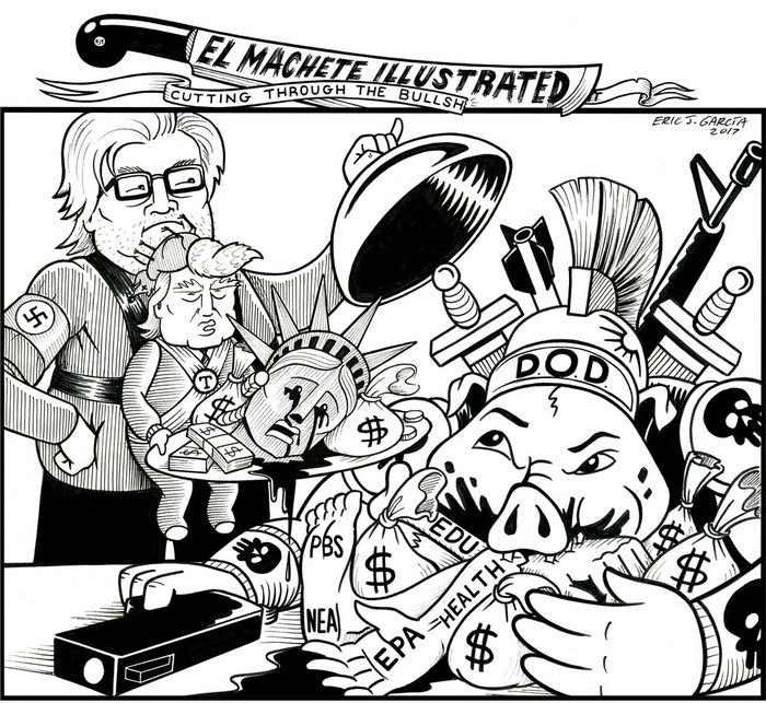 BlackCommentator.com March 30, 2017 - Issue 692: Pigs Feeding Pigs - Political Cartoon By Eric Garcia, Chicago IL