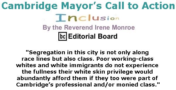 BlackCommentator.com May 18, 2017 - Issue 699: Cambridge Mayor’s Call to Action - Inclusion By The Reverend Irene Monroe, BC Editorial Board