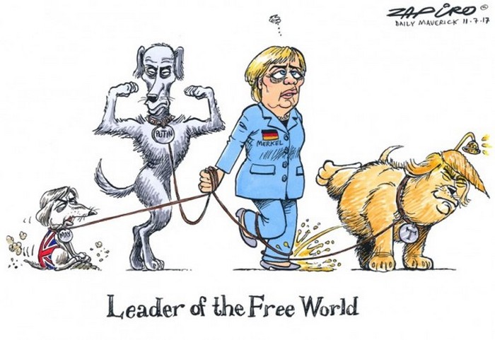 BlackCommentator.com July 20, 2017 - Issue 708: Angela Merkel’s G20 from Hell - Political Cartoon By Zapiro, South Africa