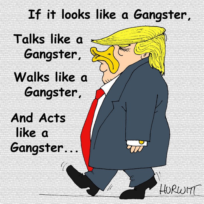 BlackCommentator.com July 27, 2017 - Issue 709: The Gangster In-Chief - Political Cartoon By Mark Hurwitt, Brooklyn NY