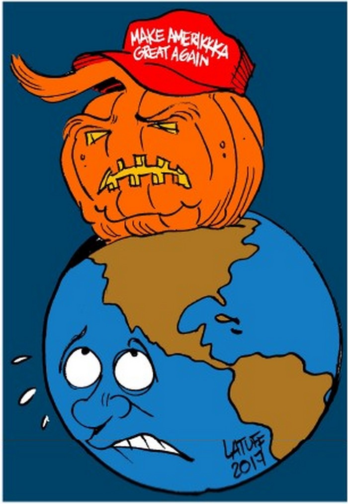 BlackCommentator.com November 02, 2017 - Issue 716: The SCARIEST Halloween Pumpkin EVER! - Political Cartoon By Carlos Latuff, Rio de Janeiro Brazil