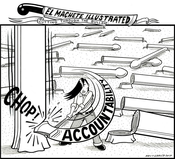 BlackCommentator.com November 30, 2017 - Issue 720: Chopping Wood - Political Cartoon By Eric Garcia, Chicago IL