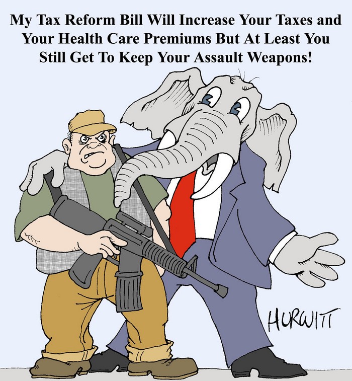 BlackCommentator.com November 30, 2017 - Issue 720: Tax Bill - Political Cartoon By Mark Hurwitt, Brooklyn NY