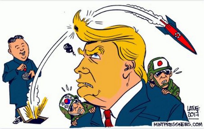BlackCommentator.com December 07, 2017 - Issue 721: North Korea - Political Cartoon By Carlos Latuff, Rio de Janeiro Brazil