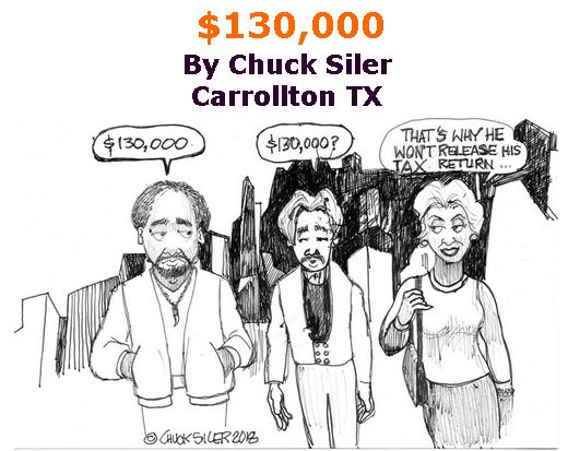 BlackCommentator.com February 01, 2018 - Issue 727: $130,000 - Political Cartoon By Chuck Siler, Carrollton TX