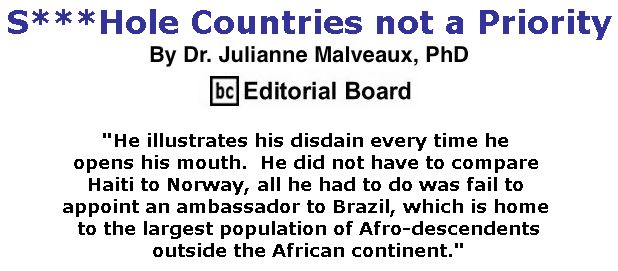 BlackCommentator.com February 01, 2018 - Issue 727: S***Hole Countries not a Priority By Dr. Julianne Malveaux, PhD, BC Editorial Board
