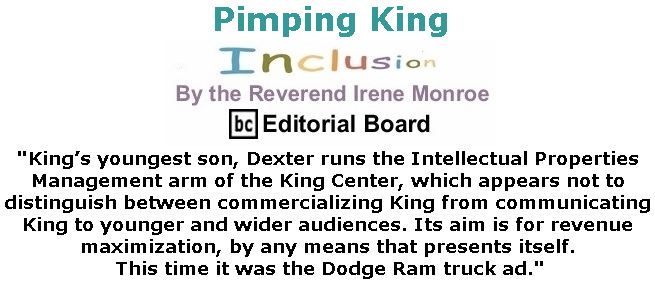 BlackCommentator.com February 08, 2018 - Issue 728: Pimping King - Inclusion By The Reverend Irene Monroe, BC Editorial Board